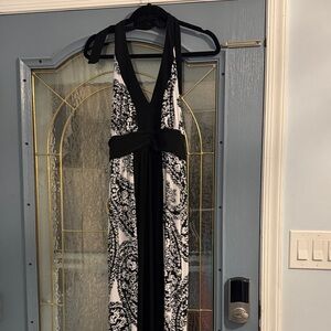 Bisou Bisou Black and White Halter Backless Dress